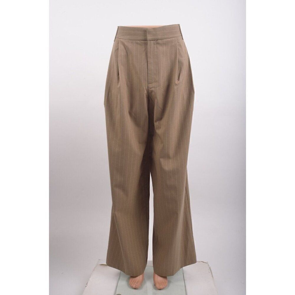 ZARA Women Pinstripe Pants Trousers Wide leg XS Brown Bloggers Fave 4661/400 NWT